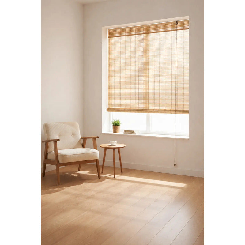 Persiana Roller Bambu Natural Enrollable Estilo Japandi Marrón Bambu Natural Decorativo Roller Enrollable Madera Rayas Control Luz Estilo Nordico Ventanas Hogar Oficina