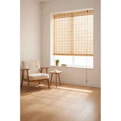 Persiana Bambu Roller Enrollable Ventanal Living Dormitorio Marrón Bambu Natural Decorativo Roller Enrollable Madera Rayas Control Luz Estilo Nordico Ventanas Hogar Oficina