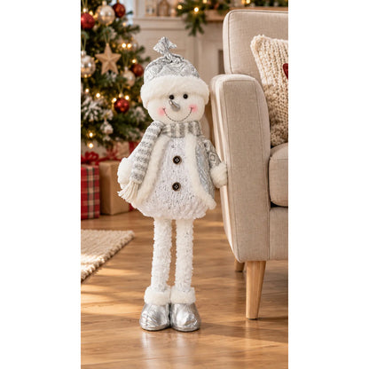Muñeco Nieve Navideño 62cm Retraible Decorativo Figura Blanco Muñeco Adorno Navideño Muñeco Papá Noel Viejito Pascuero Santa Claus Gorro Barba Blanca Figura Verdes Cascabel 62cm Retraible