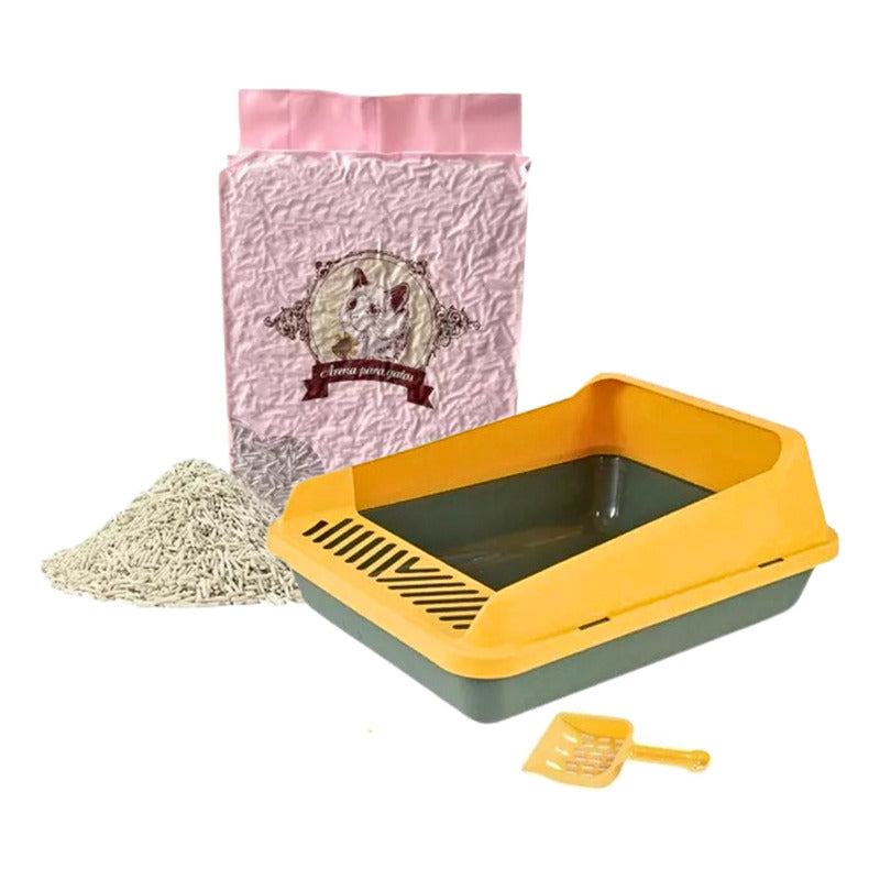 Arenero Para Gato Caja De Arena + Arena Para Gato Tofu 2.5kg