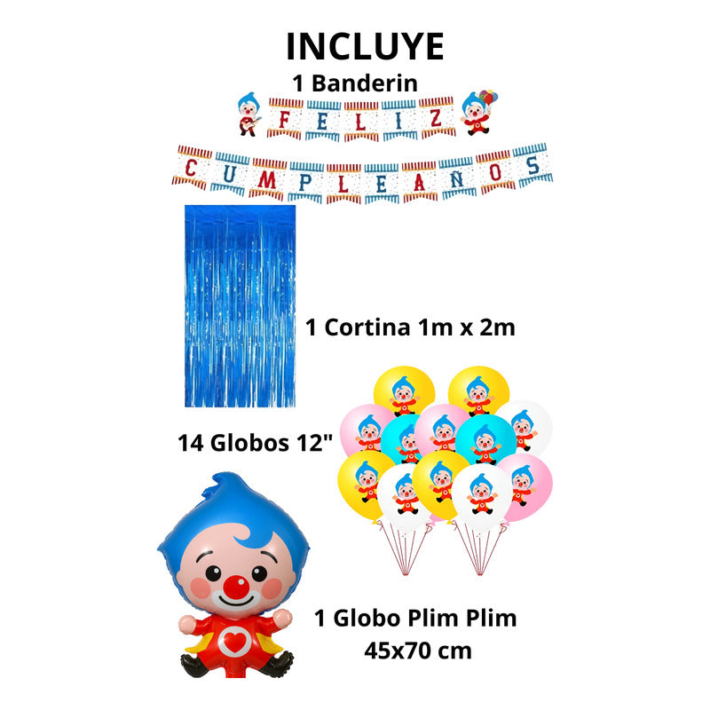 Set De Cumpleaños Plim Plim Set Globos Decoracion Cumpleaños