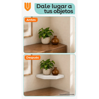 2 Repisas Esquineras Flotantes Blancas Mdf 30x30cm Hogares Blanco