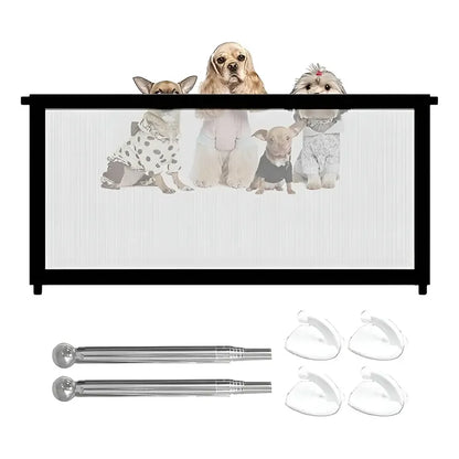 Pack X4 Puerta De Seguridad Plegable Magica Malla Mascotas  Negro Y Malla Transparente/blanca