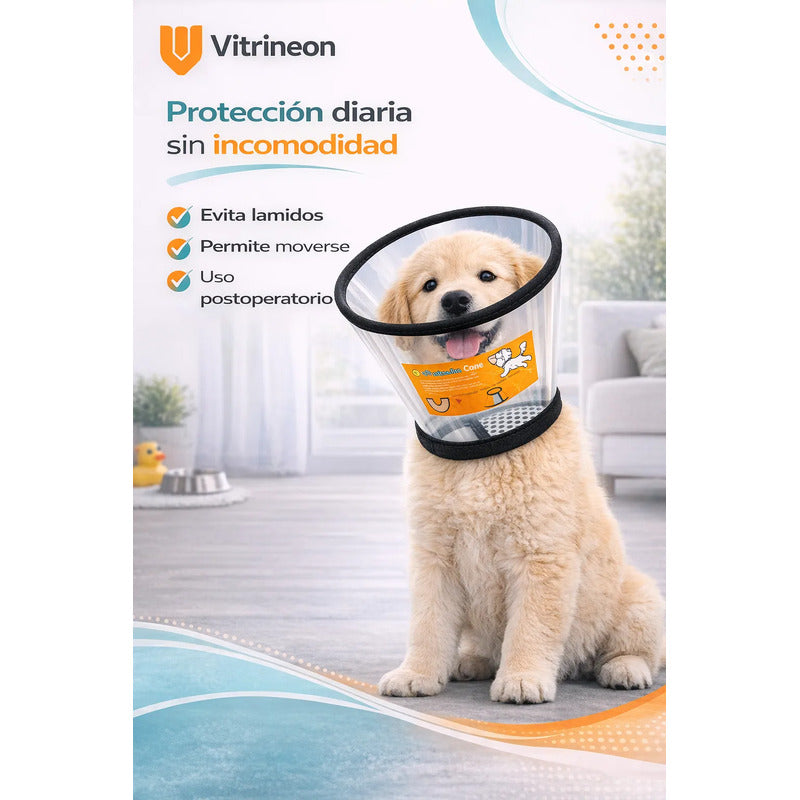 Collar Isabelino Perro Gato 10cm Cono Ajustable Transparente