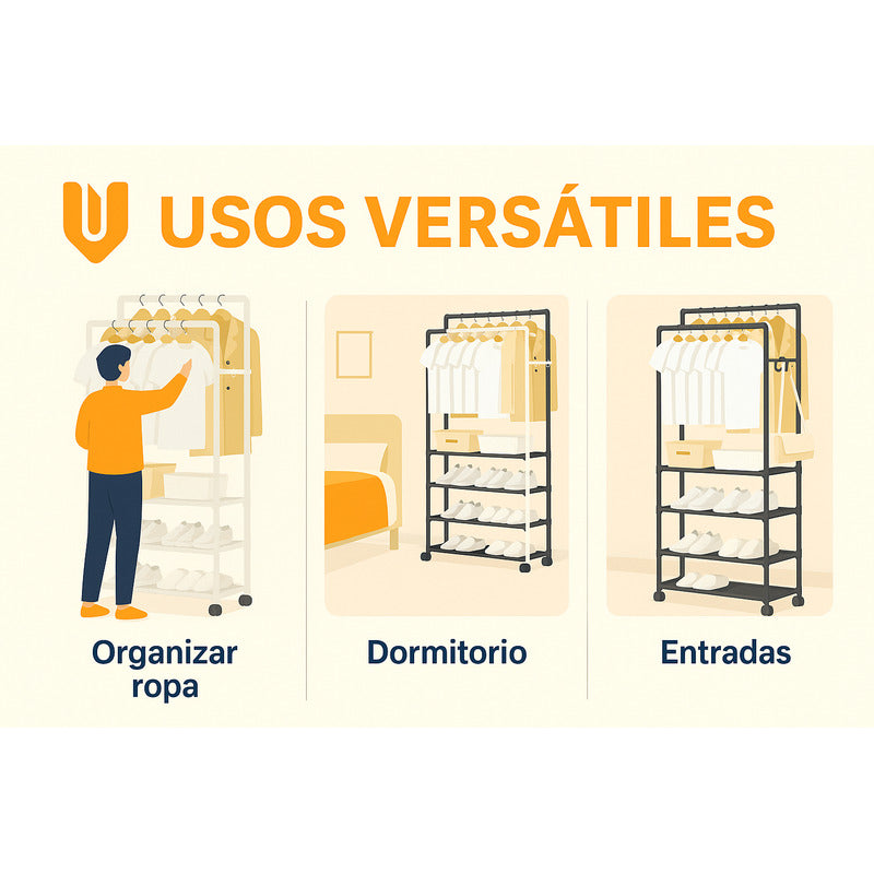 Perchero Organizador Colgante Perchero Doble Barra 5 Niveles