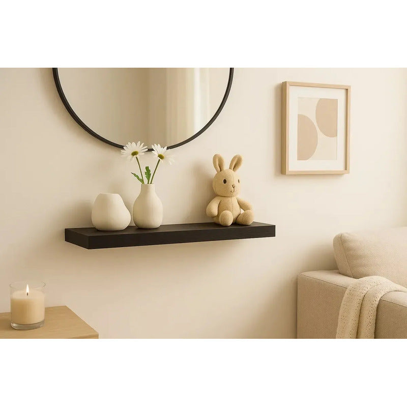 Repisa Vitrineon Flotante Mdf 60x15 Estante Pared Moderno Negro