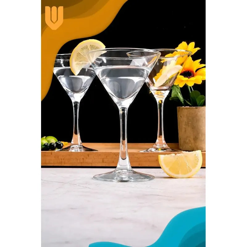 Vitrineon Set 6 Copas Gourmet Cristalería Bebida Celebración Clear Glass Cocktail Martini Barware Clasico Distintivo Presentacion Bebidas Reposteria Heladeria