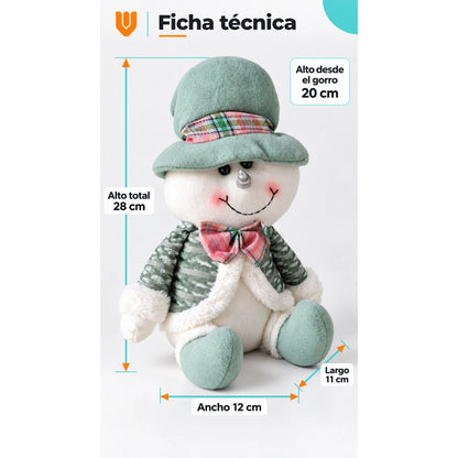 Muñeco Navideño 28cm Decorativo Adornar Figuras Navidad Blanco Muñeco Adorno Navideño Muñeco Papá Noel Viejito Pascuero Santa Claus Gorro Barba Blanca Figura Verdes Cascabel 28cm-nieve