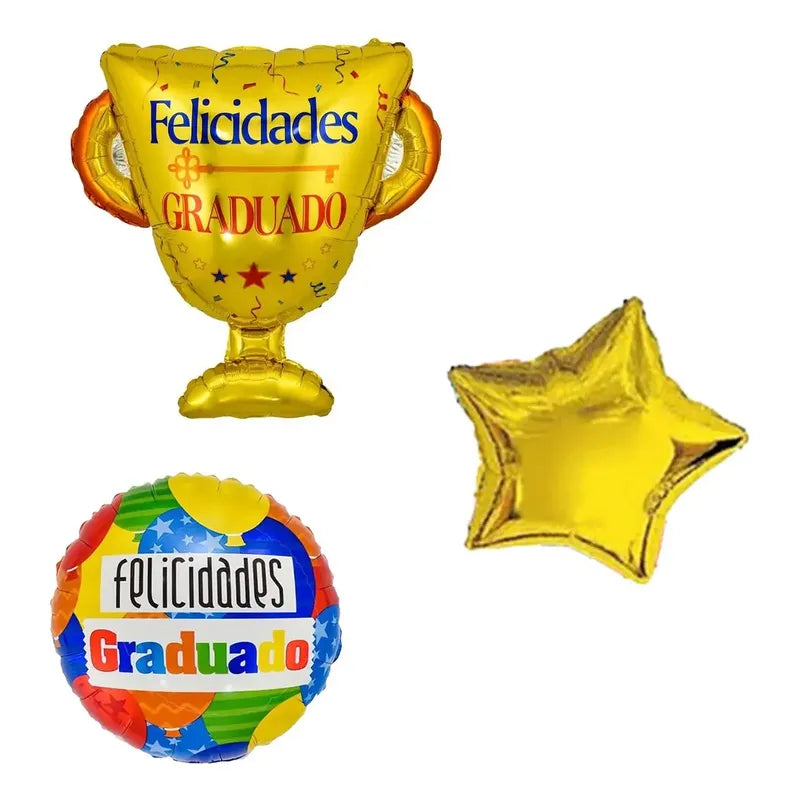 Set De Globos Graduacion  Globos Decoracion Graduacion Globo Dorado