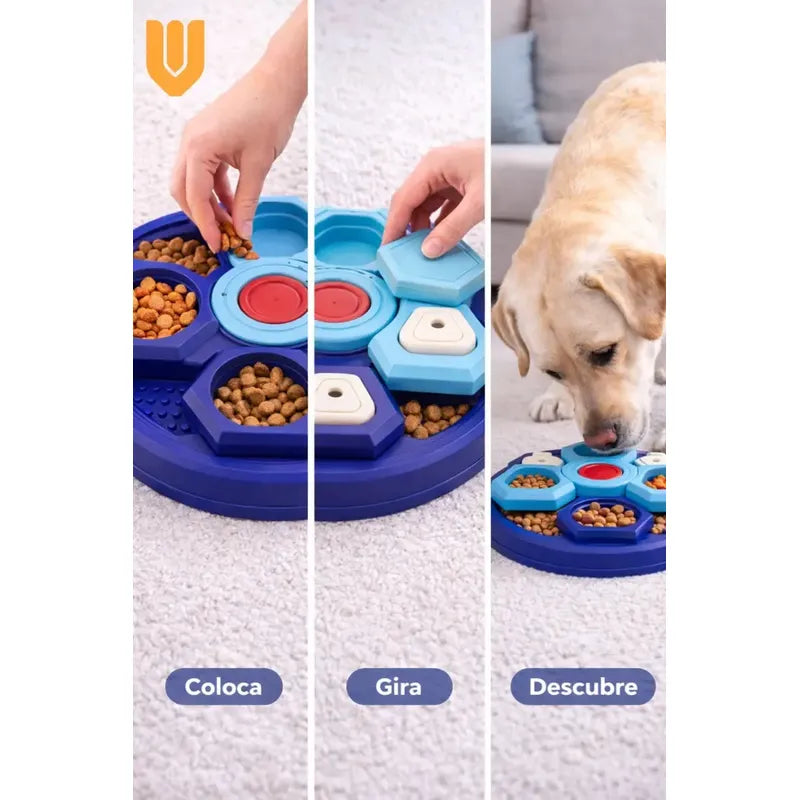 Comedero Interactivo Mascota Perro Juguete Golosina Puzzle Azul Turquesa Azul Marino Blanco Rojo Multicolor Plato Premio Canino Comedero Lento Interactivo Olfativo Perro Mediano M