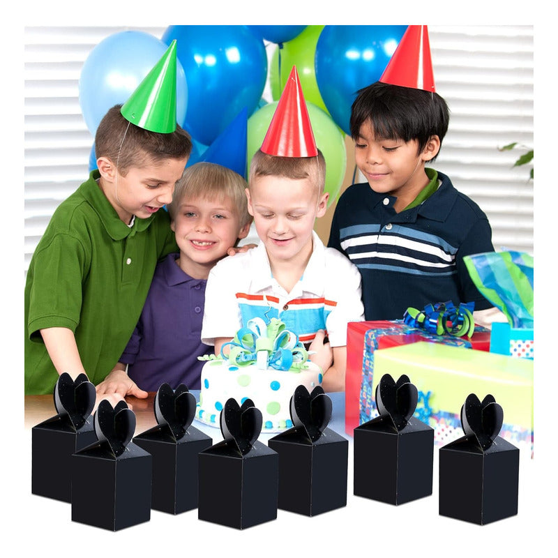 6 Cajas Regalo Dulces Decoracion Cumpleaños Baby Shower Negro