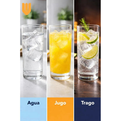 Vitrineon Cl Set 6 Vasos Vidrio Alto 200ml Transparente Bar Transparente