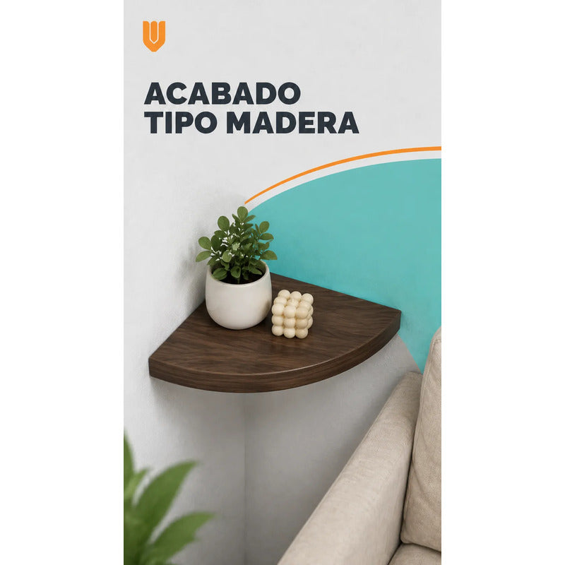 Repisas Flotante Café Acabado Madera Pared 30cm Esquinera Repisa Esquinera Flotante Acabado Madera Cuarto Círculo Borde Curvo Fijación Oculta Mural Decorativa 30cm