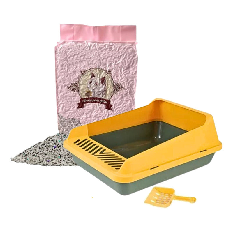 Arenero Para Gato Caja De Arena + Arena Para Gato Tofu 2.5kg