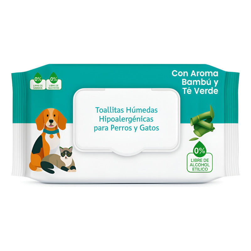 Toallas Humedas Bambu Limpieza Mascota Perro Gato 50und