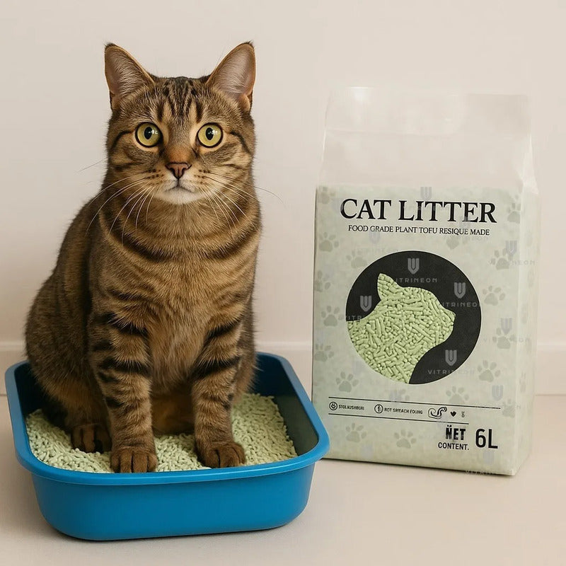 Arenero Para Gato + Tapete Alfombra Gato + Arena Tofu 2.5 Kg