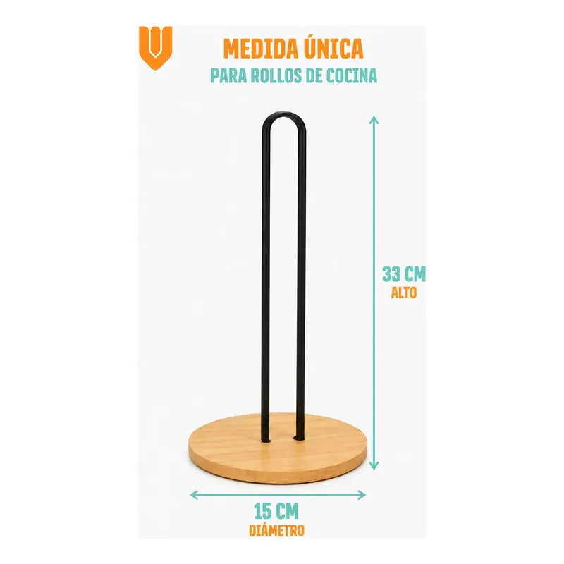 2 Soportes Toalla Nova Verticales Porta Rollos Papel Cocina Marrón