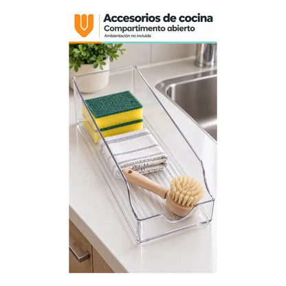 4 Organizadores Transparentes Acrílico 35cm Cocina Despensa Blanco