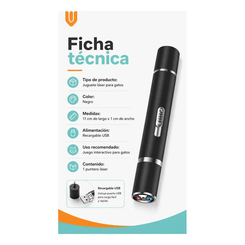Laser Juguete Gato Interactivo Accesorios Puntero Mascotas Negro Pequeño
