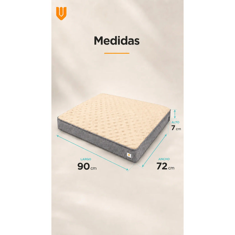 Cama Mascotas Perros Acolchada Resistente Lavable 90x72cm Color Beige