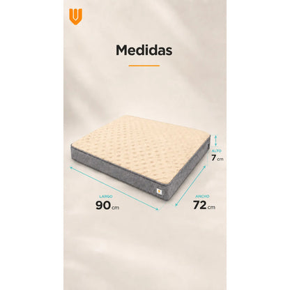 Cama Mascotas Perros Acolchada Resistente Lavable 90x72cm Color Beige
