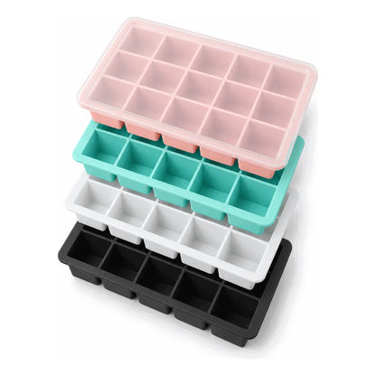 Hielera Tapa Cubeta Molde Hielo Silicona 15cubos Multicolor Cubetera Hielera Silicona Tapa Hielo Molde Reutilizable Lavable Congelador Bebidas Congelador Multicolor Cubetera Hielera Silicona...