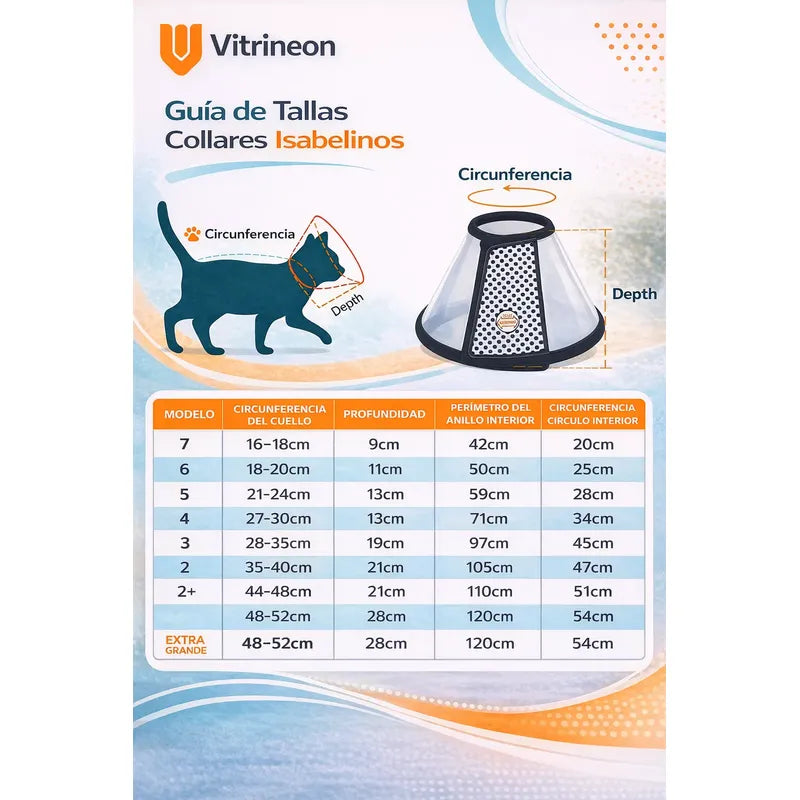 Collar Isabelino Perro Collar Isabelino Gato Collar Perro 2 Transparente/negro Isabelino Talla 2 40-35cm