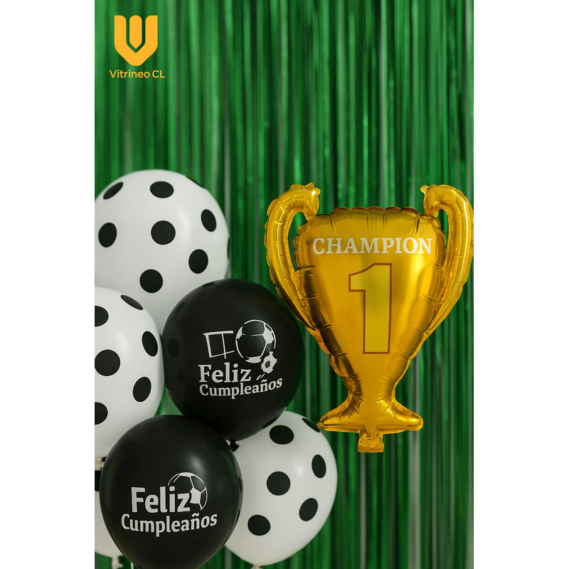Set 17 Globos Futbol Decoracion Futbol Champions Metalico