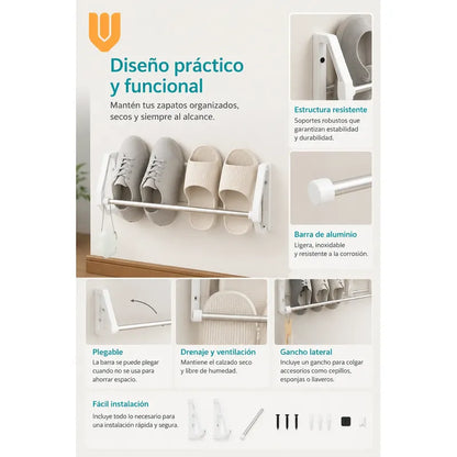 Organizador Zapatero Colgante Closet 10 Bolsillos Zapatos Blanco
