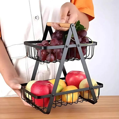 Frutero De Mesa Cesta Para Frutas Canasto Organizador Fruta Negro