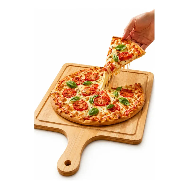 8 Tabla Pizza Tabla Picoteo Tabla Picar Madera Bambu 27x30cm Tabla Cuadrada Tabla Bambu Pizza Picoteo Madera Rectangular 27x30cm Espesor 8mm Mango Quesos Aperitivos Cocina 27x30
