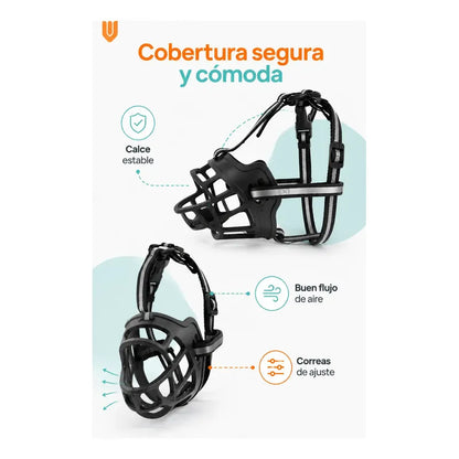 Bozal Perro Xl Vitrineon Cl Caucho Ajustable Antiescape