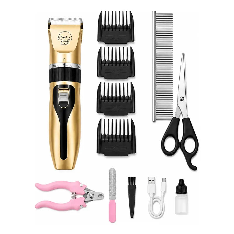 Maquina Cortar Pelo Perros Gatos Mascotas Peluqueria Kit Dorado Pequeño