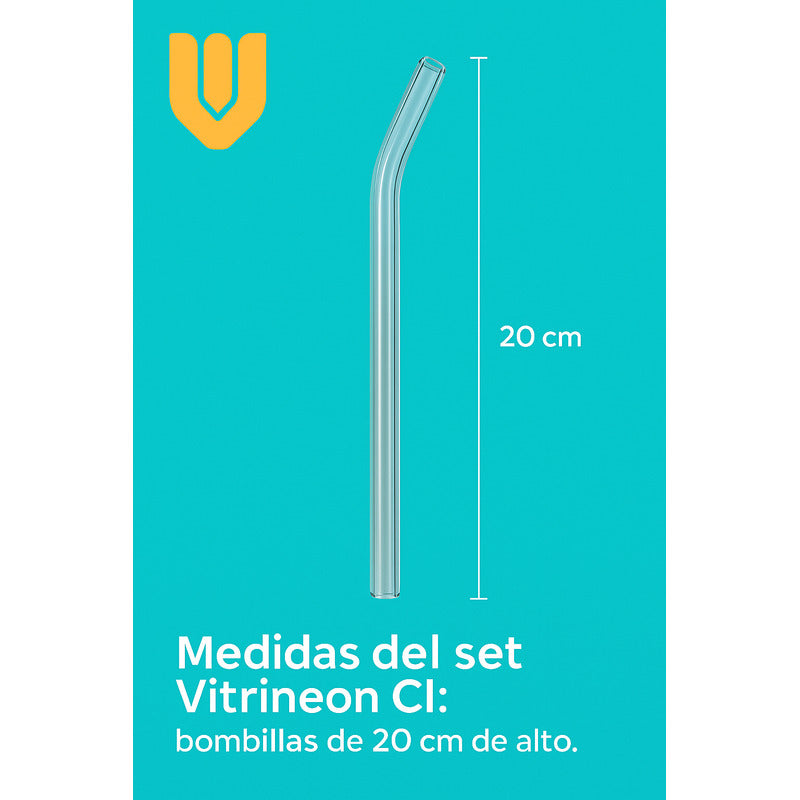 Bombillas Vidrio Reutilizables Con Cepillo Limpieza Set 6