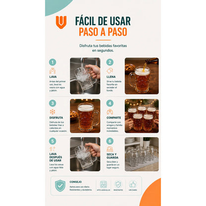 6 Vasos Chopero Calavera Vidrio Premium Whisky Bar Fiesta Tr Transparente