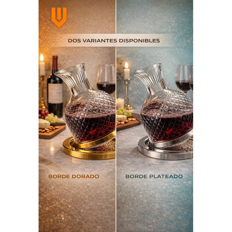 Decantador Vidrio Aireador Vinos Oxigenador Giratorio 1500ml Decantador Aireador Vino Giratorio 1500ml Vidrio Base Estable Cata Oxigenacion Tintos Elegante Mesa