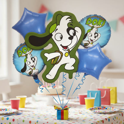 Set 5 Globos Metálicos Doki Globos Metalizado Perro Doki Azul Y Verde