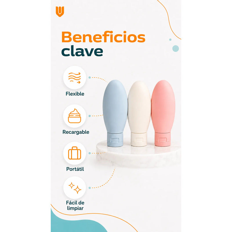 Set 11 Botella Viaje Portátil Contenedores Accesorio Shampoo Multicolor