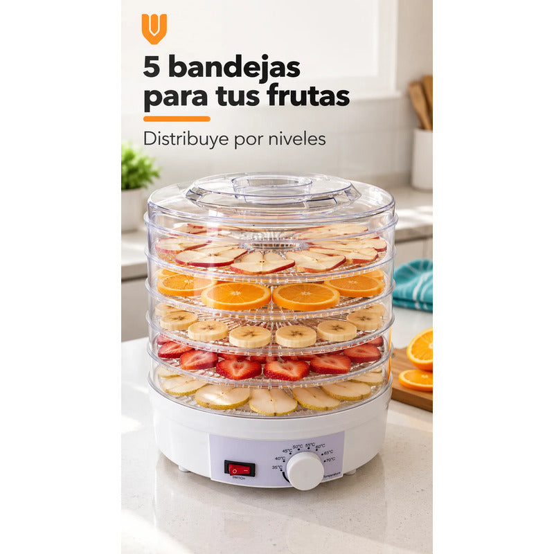Deshidratador De Alimentos Y Frutas Eléctrico 5 Bandejas Blanco