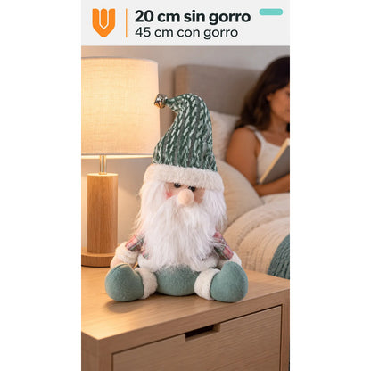 Muñeco Pascuero Navideño 45cm Decorativo Figuras Navidad Blanco Muñeco Pascuero Navideño Muñeco Papá Noel Viejito Pascuero Santa Claus Gorro Barba Blanca Figura Verdes Cascabel 45cm-pascuero
