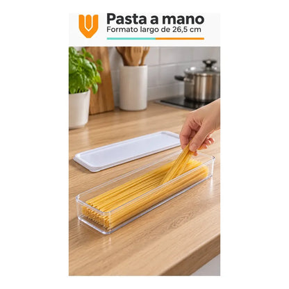Set 6 Taper Organizadores Hermetico Tapa Conserveros Tupper Transparente Organizadores Alimentos Refrigerador Cocina Despensa Acrílico Transparente Tapas Blancas Rectangulares