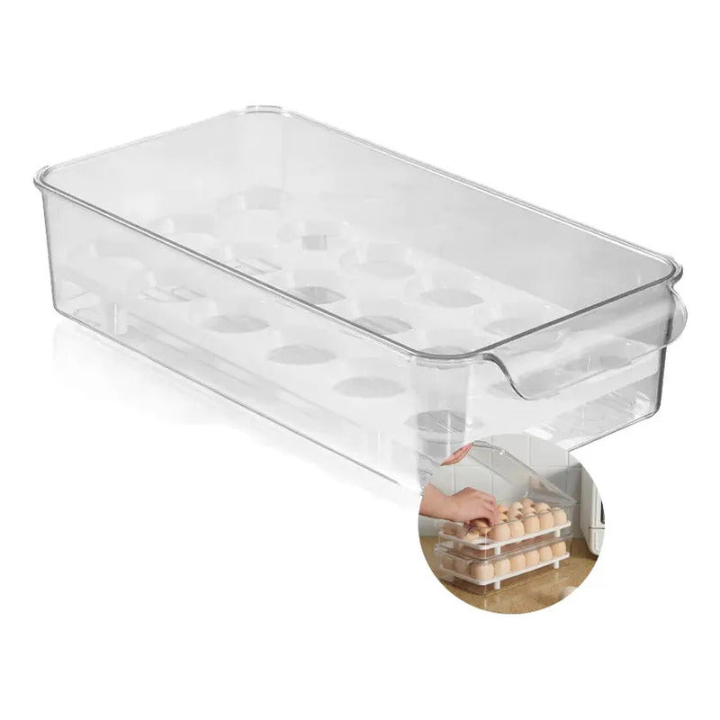 2 Porta Huevos Organizador De Refrigerador Organizador Huevo Transparente