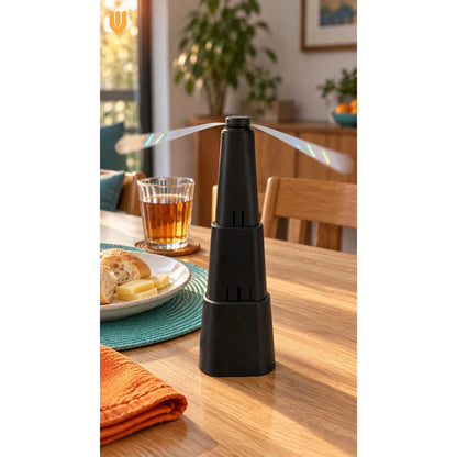 Ventilador Espanta Moscas Mosquitos Portatil Silencioso Negro Espantamoscas Portátil Mesa Ahuyentador Moscas Aspas Suaves Reflectantes Negro 2 Pilas Aa Cocina Comedor Terraza
