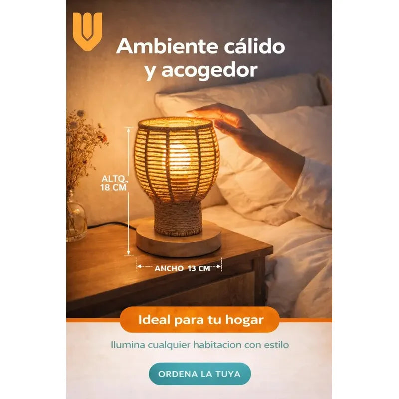 Vitrineon Dispositivo Luminoso Bambu Natural Sistema Led E27 Noche Mesa Bambu Iluminacion Ambiental Led E27 Estilo Clasico Natural Luz Calida Dormitorio Color Marron Claro Lampara Mesa Bambu...
