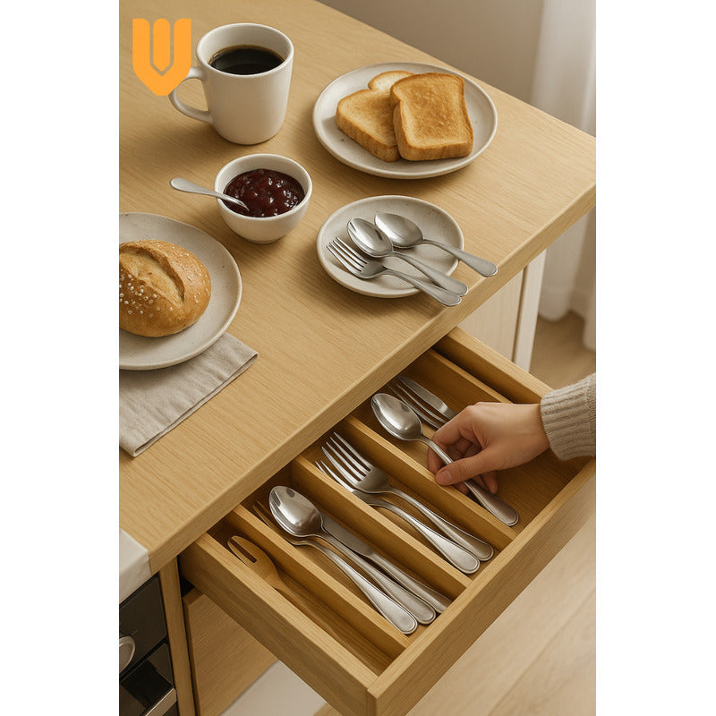 Organizador Cubiertos Expandibles Bambu Porta Cubiertos Bambú