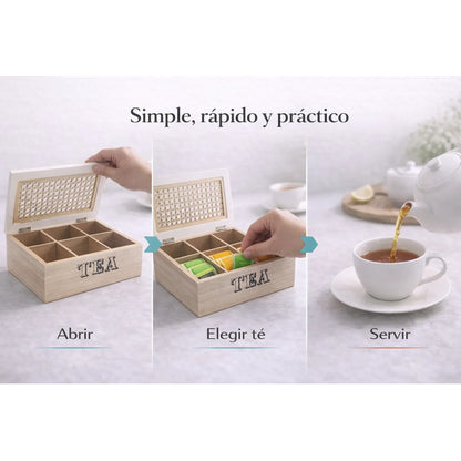 Organizador Infusiones Madera Bambu Estilo Nordico Hogar Top Tono Nogal Profundo Madera Maciza Estilo Rustico Moderno Textura Calida Decoracion Interior Gourmet