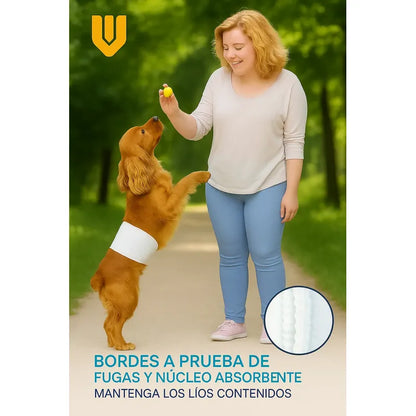 120 Pañales Perros Desechable Mascota Higienica Gato Talla S Blanco Macho S 42x17 Cm