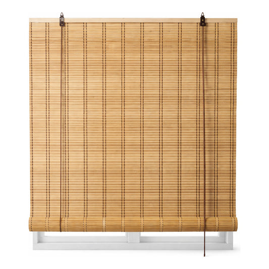 Vitrineon Roller Bambu Enrollable Persiana Medida 90x120cm Marrón Bambu Natural Decorativo Roller Enrollable Madera Rayas Control Luz Estilo Nordico Ventanas Hogar Oficina