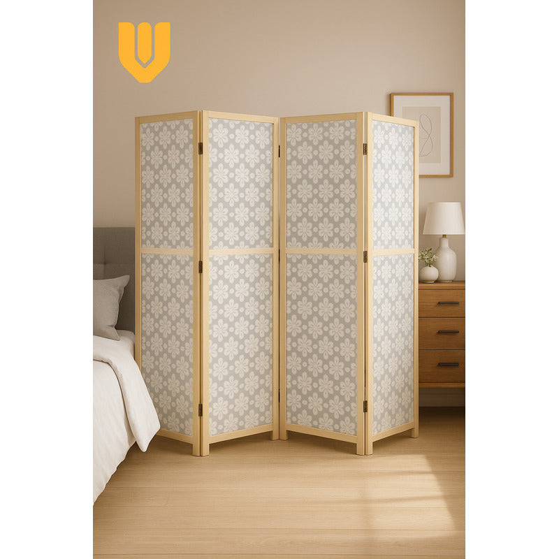 Biombo Separador Ambientes Ratan Moderno 4 Puertas 180 Cm