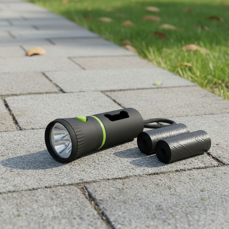Dispensador Bolsas Mascotas Popo Caca Rollo Bolsas Luz Led